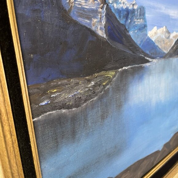 VTG 1971 Acrylic Painting Mid Century St Mary’s Lake Signed Framed Landscape - Picture 5 of 11